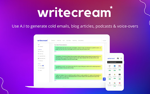 Writecream – AI-powered writing assistant