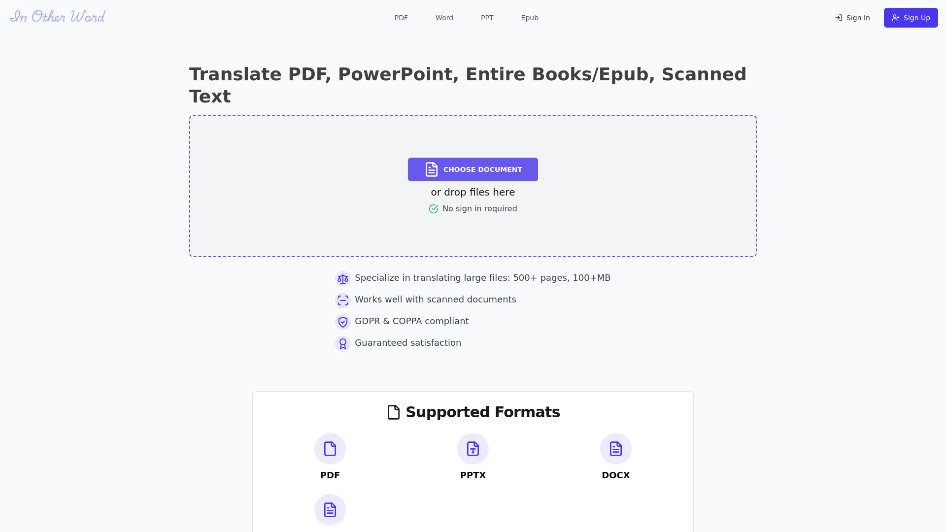 InOtherWord – Translate Complex Docs