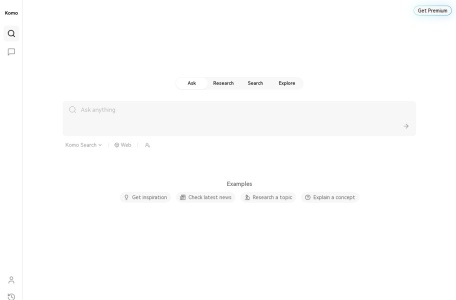 Komo Search,Komo Search官网截图,简洁直观的AI搜索引擎