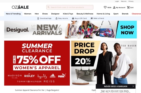 Ozsale,Ozsale官网截图,澳大利亚领先的品牌折扣网站