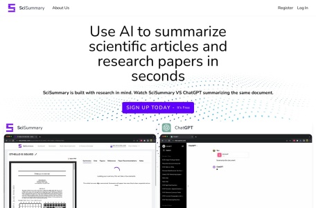 SciSummary,SciSummary官网截图,SciSummary是一个AI驱动的工具，用于总结科学文章和研究论文。