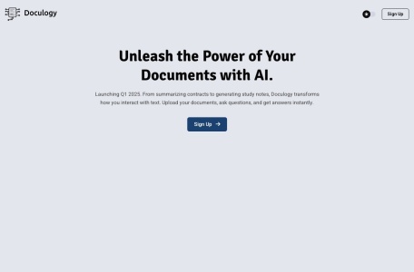 Doculogy,Doculogy官网截图,Doculogy是一个基于人工智能的文档分析工具，能够总结、分析文档，并通过自然语言回答问题。