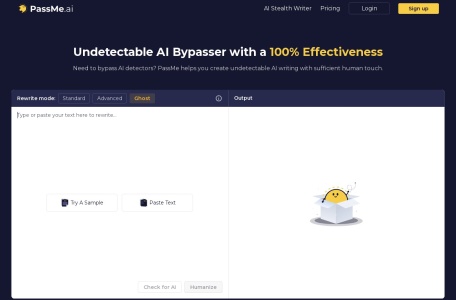 PassMe.ai,PassMe.ai官网截图,PassMe AI是一个AI绕过工具，帮助用户创建无可检测的AI写作，听起来像是人类写的，并能避开AI检测器的检测。
